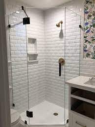 Frameless Neo Angle Shower Enclosure So Beautiful Southtxmade Work Done By Medina Glas Neo Angle Shower Enclosures Neo Angle Shower Small Bathroom Makeover