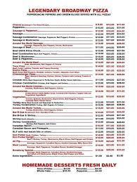 Menu Broadway Pizza Broadway Pizza Pizza Broadway