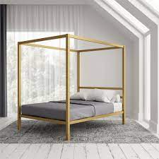 Hello everyone, today i am going to walk you through how to make a queen sized canopy bed for around 150 dollars.lets start off with materials, to build. Dhp Modern Canopy Bed Gold Multiple Sizes Queen Walmart Com Walmart Com