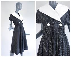 Free worldwide shipping · extended sizes · exclusive styles Sailor Collar Polka Dot Print 80s Secretary Dress Day 1980s Etsy