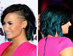 Demi Lovato Reveals Dramatic Blue Hair At Vevo Superfanfest Demi Lovato Blue Hair Demi Lovato Hair Shaved Side Hairstyles