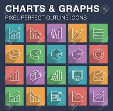 Set Of Pixel Perfect Outline Charts And Graphs Icons With Long