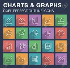 Set Of Pixel Perfect Outline Charts And Graphs Icons With Long