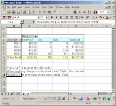Ms Excel 2003 Automatically Refresh Pivot Table When Data
