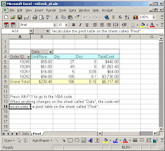 ms excel 2003 automatically refresh pivot table when data