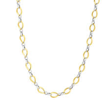 Our New Polished Two Tone Link Necklace In White And Yellow Gold Would Make A Great Mother S Day Gift White Gold Necklaces Link Necklace Gold Chain Necklace