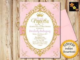 Spanish Princess Baby Shower Invitation Girl Pink Etsy Princess Baby Shower Invitation Baby Girl Shower Invitations Pink Baby Shower Invitations