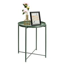 Get free shipping on qualified round, white end tables or buy online pick up in store today in the furniture department. Buy Danpinera Tray Metal End Table Small Round Side Table Accent Table Bedside Table Round Metal Nightstand Outdoor Side Table Indoor Snack Table Accent Table Anti Rust And Waterproof Dark Green Online In