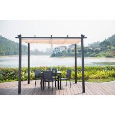 Idã©es de design poteau alu pour veranda. Pergola En Aluminium 3x3 M Cordoba Toile Beige Cdiscount Jardin