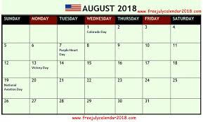 Pin On August 2018 Calendar Template