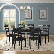 7 piece dining table set, modern wooden