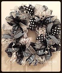 Black And White Wreath Images Silver Black And White Everyday Deco Mesh Wreath Black Silver Etsy White Wreath Diy Mesh Ribbon Wreaths White Mesh Wreath