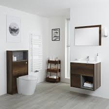 Milano Bexley Dark Oak Modern 600mm Vanity Unit With Wc Unit And Back To Wall Pan In 2020 Vanity Units Big Bathrooms Oak Vanity Unit