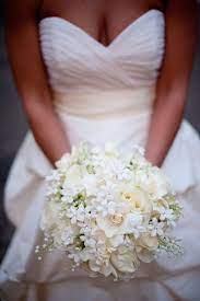 Roses Stephanotis Freesia Lily Of The Valley Gardenias Ivory Bridal Bouquet Wedding Flowers White Bouquet