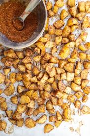 Make a sweet and spicy dish with spices and brown sugar. Taco Spiced Roasted Potatoes Oil Free The Vegan 8