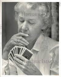 1983 Press Photo Edith Elliott at Harrisburg Bridge Club Card Game