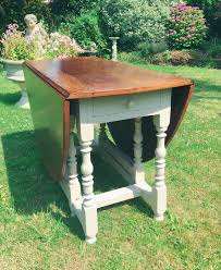 Solid Country Oak Gate Leg Drop Leaf Extending Hand Painted Dining Table Farrow Ball Painted Dining Table Drop Leaf Table Table