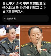 中國證實軍委副主席張又俠、聯參長劉振立等高階將領相繼落馬。定宇蒐集和分析摘要如下：  原本應由約40名現役上將支撐的決策體系，在連番整肅後，軍委成員竟僅剩下習近平本人及負責紀律檢察的心腹張升民2人維持運作。  這不只是人事異動，更是解放軍建軍以來最激烈的 ...
