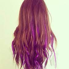 Red Hair With Purple Highlights Purple Brown Hair Dip Dye Hair Hair Highlights