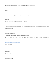 Dalam bahasa melayu malaysia, kata kerjanya menjadi melancong. Pdf Questionnaire Design The Good The Bad And The Pitfalls