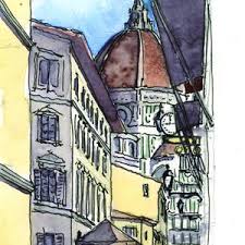 Piazza Del Duomo Florence, Italy 8x10 Watercolor European Cityscape  Renaissance Architecture Art Print