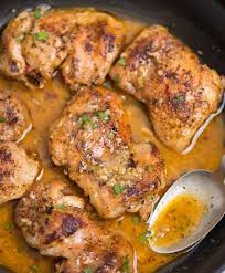 These very tender and moist chicken thighs come with a tangy peanut butter sauce that is irresistible. Creamy Garlic Chicken Thighs The Flavours Of Kitchen