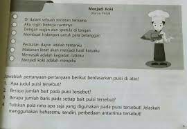 Puisi menjadi koki ada berapa bait. Plis Jawab Point Dikit Nambah Banyak Plisss Brainly Co Id