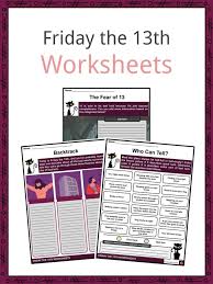 Friday the 13th is one of those days you either think is kind of fun or you fear in some way. Friday The 13th Facts Worksheets Origin For Kids