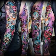 Mixed Motives In Color On Full Sleeve Tattoo Pictures Sleeve Tattoos Full Sleeve Tattoos Sleeve Tattoos For Women
