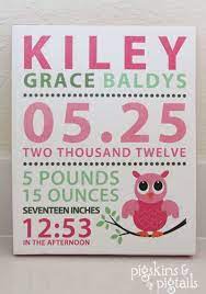 Baby Announcement Canvas Art Pigskins Pigtails Baby Art Baby Announcement Diy Baby Stuff
