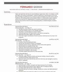 Unarmed Security Guard Resume Example Guard Resumes Livecareer
