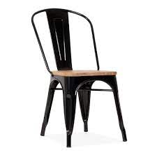 Superbes modèles de chaises de restauration empilables par 4. Chaise Noir Industrielle Avec Assise En Bois D Orme Cult Uk