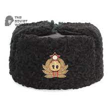 Soviet Russian Naval Admiral Winter Original Black Astrakhan Fur And Leather Ushanka Hat With Handma In 2021 Astrakhan Ushanka Military Hat