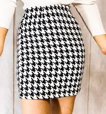 Black And White Houndstooth Skirt Black And White Houndstooth Mini Skirt White Houndstooth Mini Skirts Houndstooth