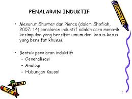 Penalaran ilmiah pada hakikatnya merupakan gabungan dari penalaran deduktif dan induktif. Penalaran Induktif Rini Astuti S I Kom Mm