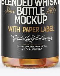 Clear Glass Bottle With Whiskey Mockup In Bottle Mockups On Yellow Images Object Mockups