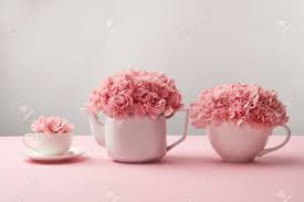 3,000+ vectors, stock photos & psd files. Beautiful Tender Pink Flowers In White Teapot And Cups On Grey Stock Photo Picture And Royalty Free Image Image 116674530