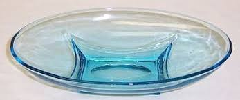 Hazel Atlas Continental Can Blue CAPRI COLONY 7 3/4 Inch RELISH Dish (item  #1487088)