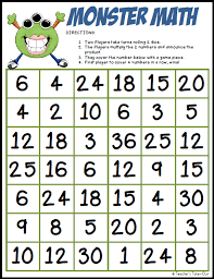 Teacher S Take Out Monster Math Multiplication Freebie Printable Math Games Monster Math Multiplication