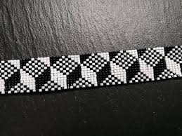 Black And White Bracelet Pattern Hand Woven Miyuki Seed Bead Pixel Bracelet In Black And White Made With 11 0 Miyuki Seed Beads Length Loom Jewelry Loom Bracelet Patterns Bead Loom Bracelets