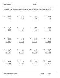 3 digit subtraction worksheets some regrouping
