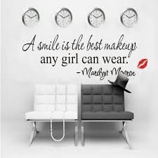 Decalgeek Smile Is The Best Makeup Marilyn Monroe Wall Sticker Paper Quote Decal Art Decor Decalge Childrens Wall Decor Wall Stickers Family Family Wall Quotes