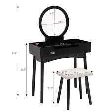 Buy dressing table and chair and get the best deals at the lowest prices on ebay! Ilalium Wooden Dressing Table With 2 Drawer Storage And Stool Black Decornation