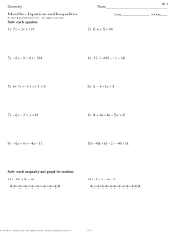 So we can write the same inequality in different ways and still get the same answer, as shown below. Multi Step Equations And Inequalities Worksheet Nidecmege