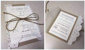 Handmade Wedding Invitations Craft Paper Doily Burlap Rope Tie Blin Bling Wedding Invitations Glitter Wedding Invitations Handmade Wedding Invitations