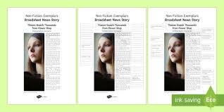 For example, tabloids may include serious political coverage, while quality newspapers may contain celebrity stories, or headlines with puns. Broadsheet News Story Exemplar Resource Pack Teacher Made