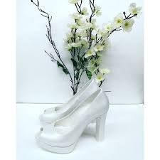 Check spelling or type a new query. Scarpe In Pelle Bianco Perlato Con Plateau E Tacco Alto 12 Cm Adatte Anche Per Le Spose Made In Italy