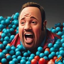 Kevin James stuck in a ball pit