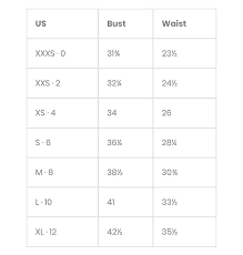 Size Chart Goodie Bag Boutique