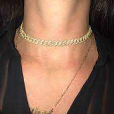 You won't find a bolder statement. Cuban Chain Link Diamond Choker Necklace